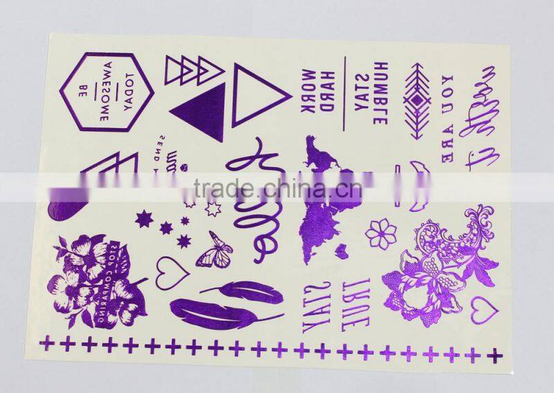 Mixed Gold Sliver Temporary Metal Decorative Entertainment Temporary Tattoo Stickers