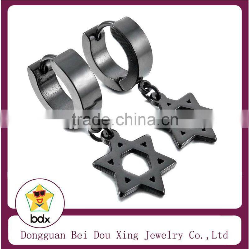 China Alibaba Wholesale Fashion Religious Stainless Steel Black Plated Father Jesus Cross Prayer Stud Earrings Design For Mens