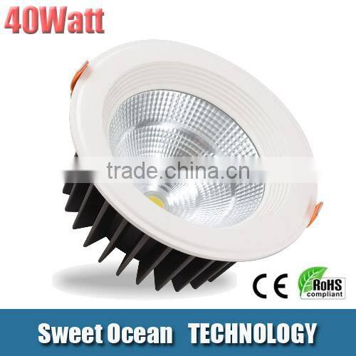 Supper high brightness--40w led COB downlight 80Ra CE certificated driver