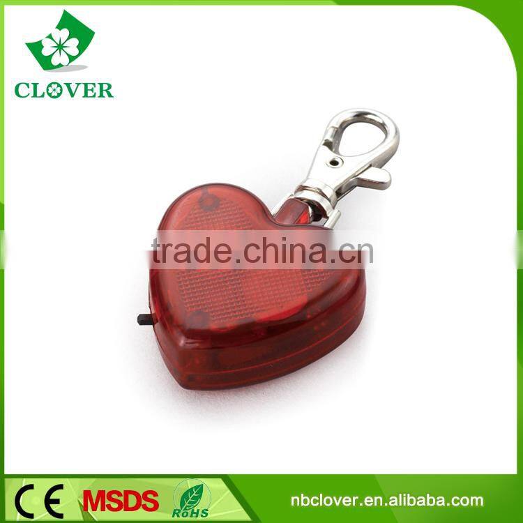 Heart shape safety 1 led flashlight led light keychain
