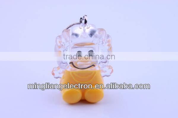Mini lion plastic led keychain