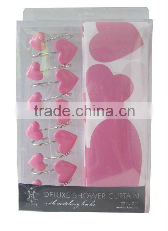 heart design , bathroom shower curtain