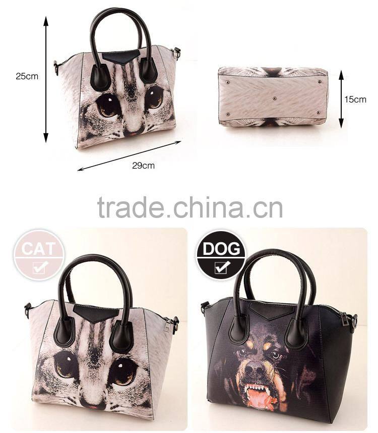 2015 new handbag shoulder bag Messenger bag Korean style PU fashion ladies bag printing cat eyes handbag free shipping