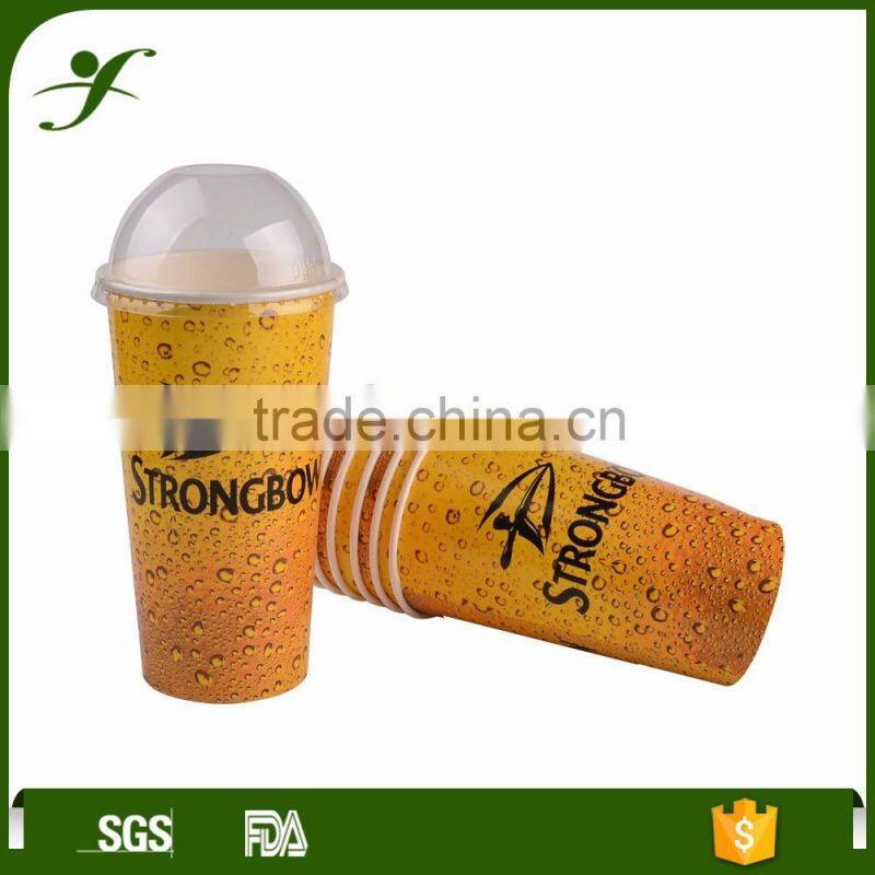 16oz custom design single wall disposable ice cream cup paper lid