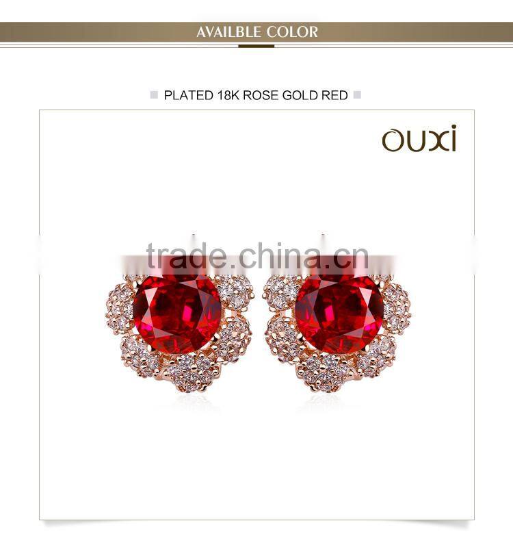 OUXI New designs wholesale changeable gold earrings made with Austria crystal