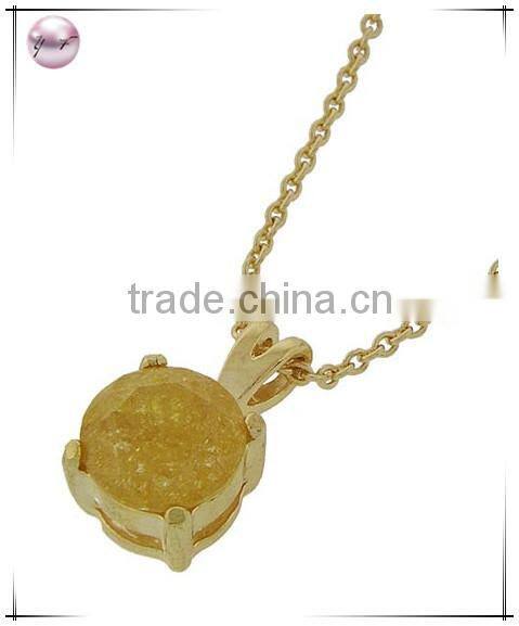 Gold Tone Lt. Green Cubic ZirconiaPendant Necklace