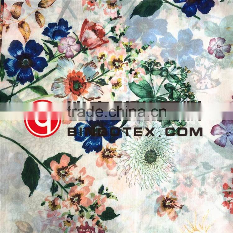 100%polyester floral printed high quality georgette chiffon fabric for beach dress