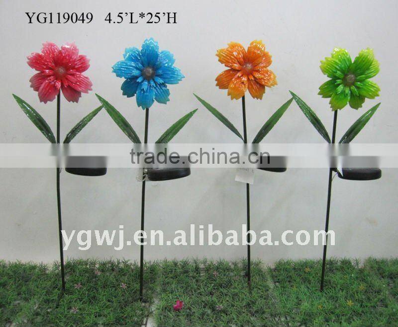 solar metal flower lawn stake