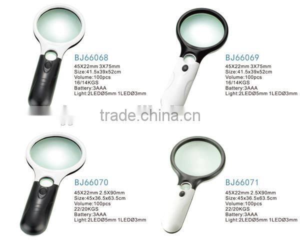 2X95mm 45X22mm 3 LED lights high definition low vision illuminating magnifier