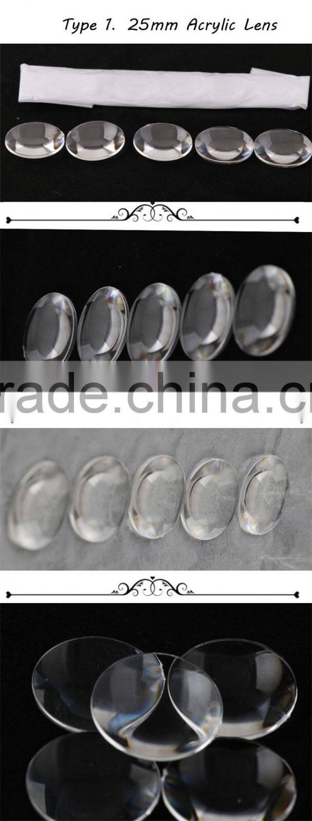 Plastic acrylic lens with 25mm diameter and 45mm focus length for 3D glasses