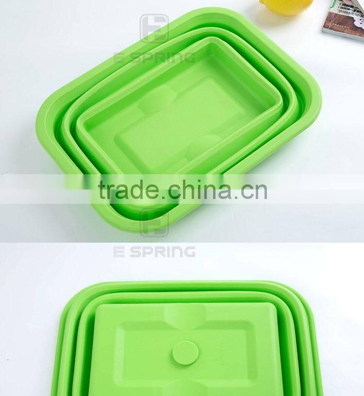 outdoor large capacity easy take storage Silicone folded camping fruit vegetable basin outdoor folding basin cutlery