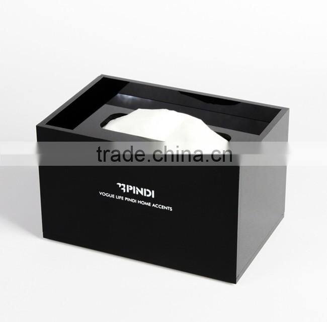 Personalized custom perspex napkin box black acrylic tissue box
