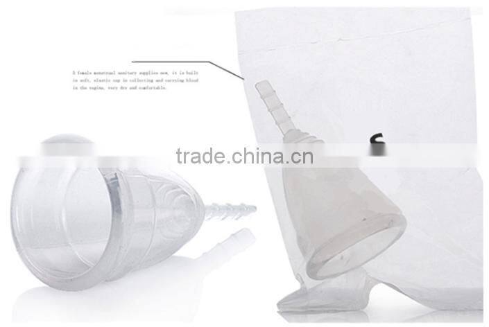 Reusable 100% Medical Silicone Ladies Menstrual Cup for wholesales-Small or Big Size in Pink,Purple,White,Transparent