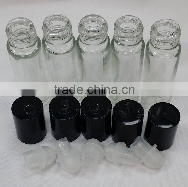 China cosmetic glass roll on bottle with plastic roll on ball for 10ml perfume bottle