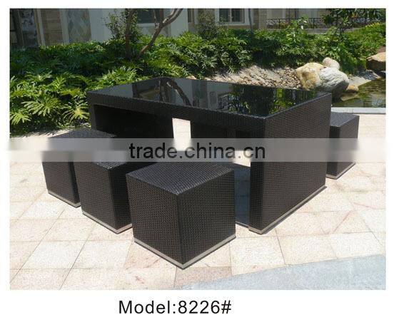 7 piece outdoor garden patio bar table & chairs club pub barstools and table