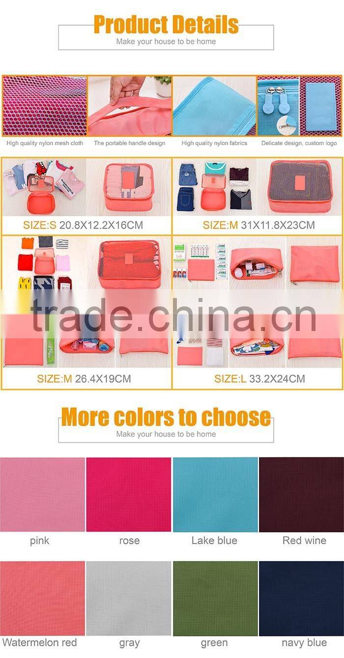 6 PCS/set Multi-purposes Zipper Polyester Travel Packing Cubes, Luggage Organizer Travel Bag