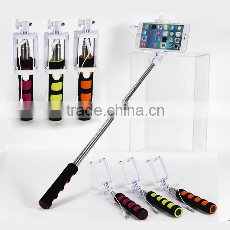 2016 Pocket size and foldable OEM mini wired cable selfie stick
