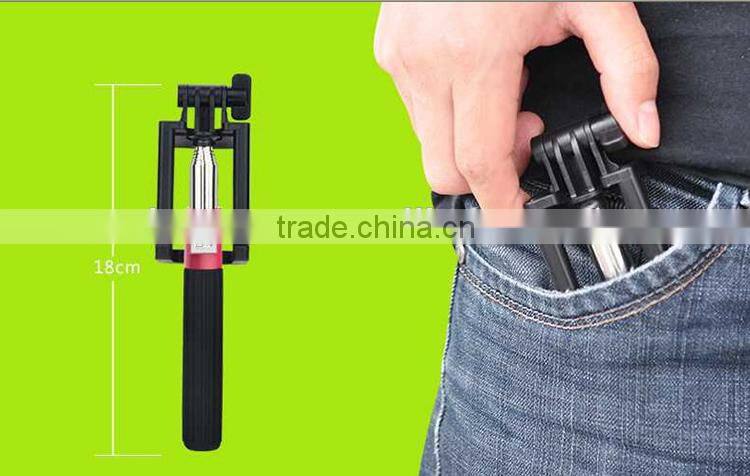 2016 Pocket size and foldable OEM mini wired cable selfie stick