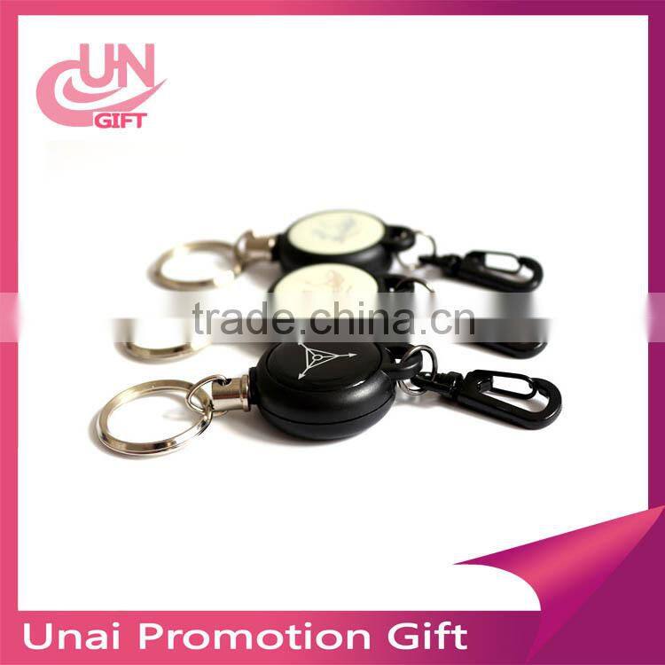 Creative metal retractable reel keychains with wire rope anti-lost