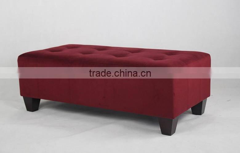 french home furniture oak wood frame linen upholstered ottoman