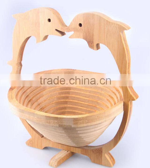 Woven Food Bread Storage Bamboo Wood Folding Fruit Picking Basket
