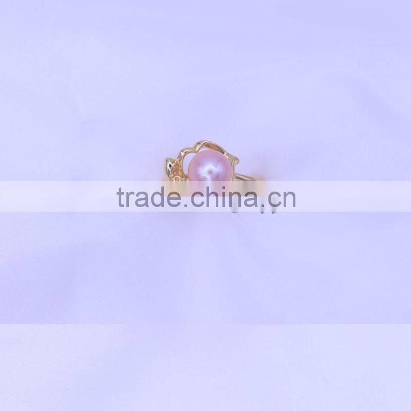 round shape new design pearl finger ring with natural cultured freshwater pearl