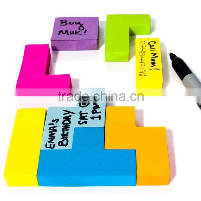 wholesale eco-friendly products letter shaped sticky notes Tetris notepad memo pad