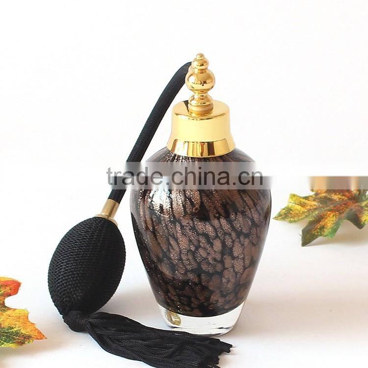 Handmade Black & Gold Point Airbag Glass Perfume Bottle