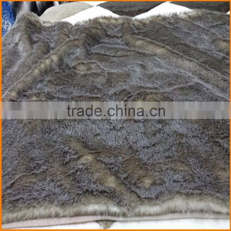 Mink Faux Fur Throw Luxury Plush Blanket in Brown Taupe