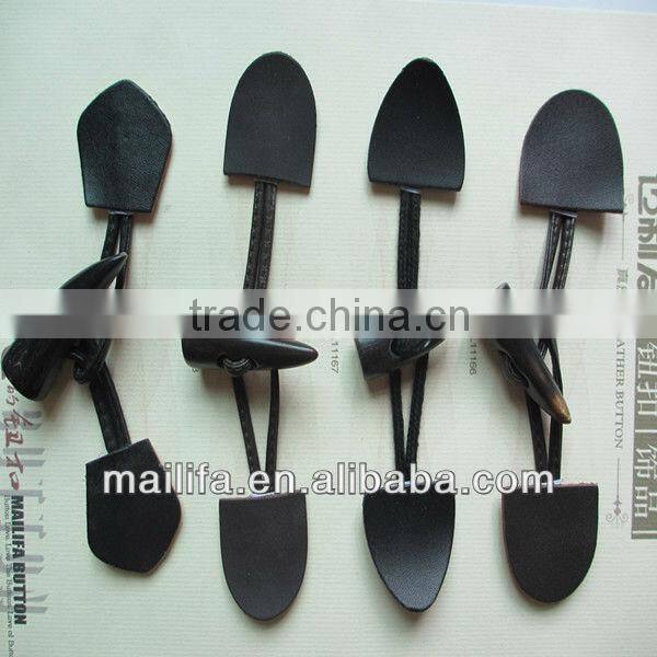 Real Leather Toggle Buttons with Buffalo Horn for Coat, Cardigan