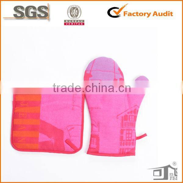 2014 new kitchen textile fabric oven glove and pot holders
