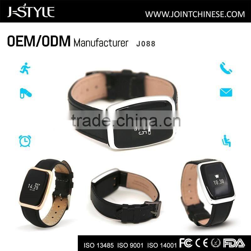 J-style wearable band Smart Bluetooth fitness tracker with Real -Leather band optional