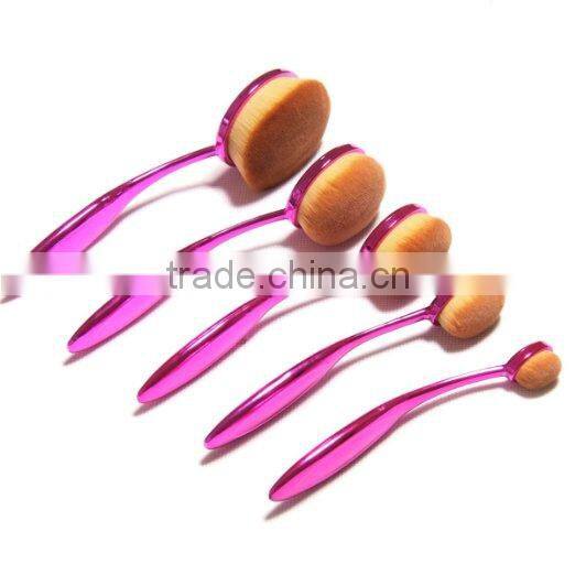 New Hot Sale10pcs Makeup Brushes Set Eyeshadow Foundation Blush Cosmetic Brush Rose Red Fashionable Oval Makeup Brush Tools