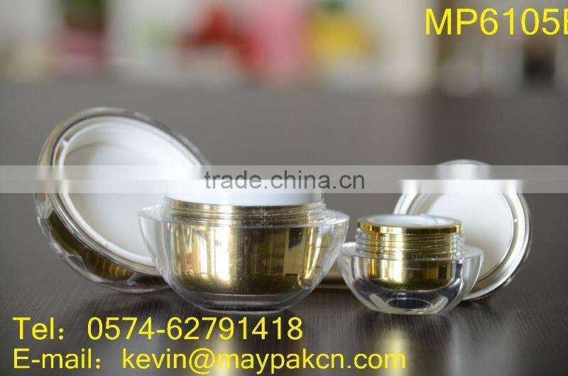 Hot sale with good quality double wall with beauty ball made in china square golden acrylic cream jar