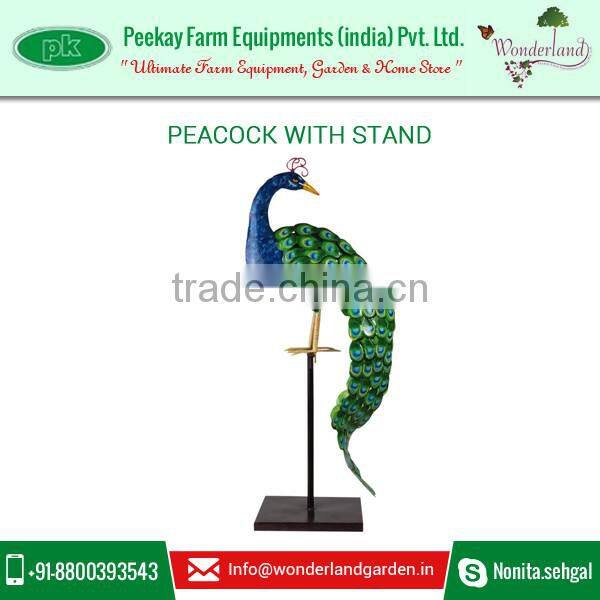 Customly Designed Metal Peacock With a Stand for Garden Decoration