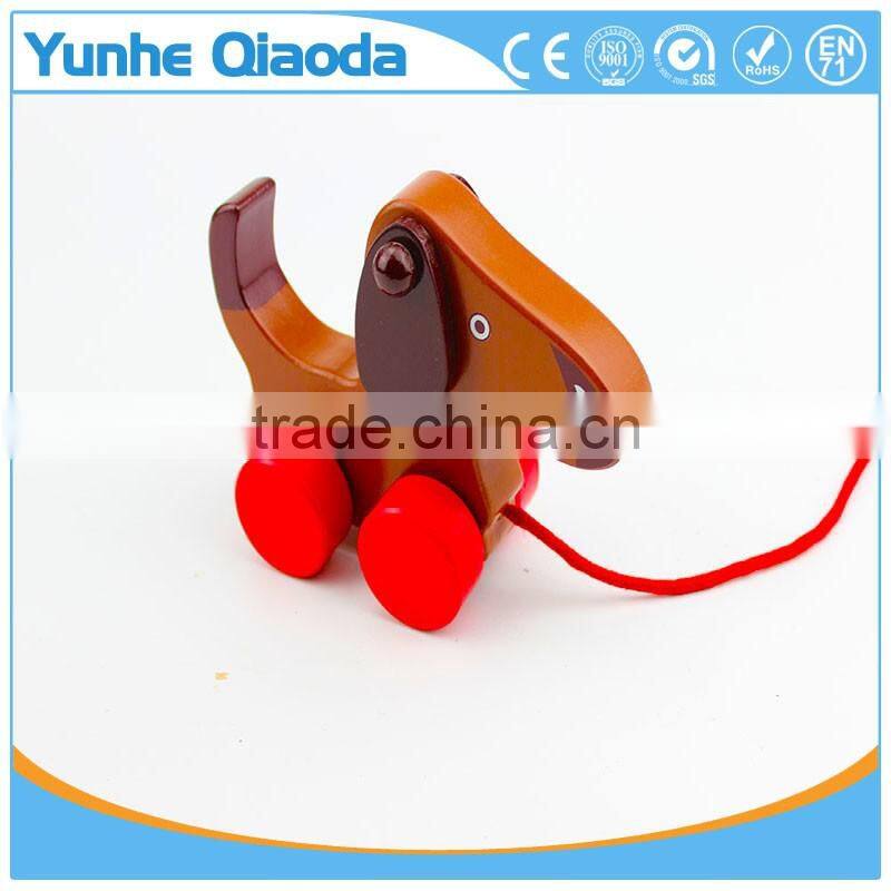 top quality Pull Along wiggles Dog Wooden Toy make a fun baby
