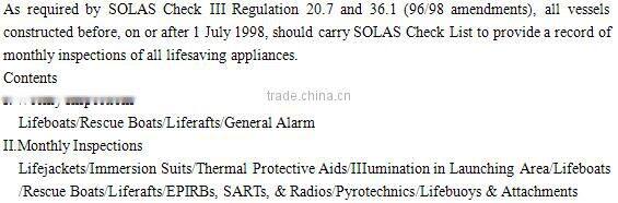 SOLAS Check List