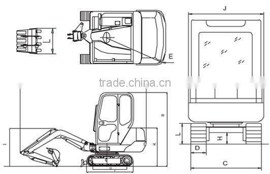 yuchai YC15-8 mini excavator/1.5 ton crawler excavator