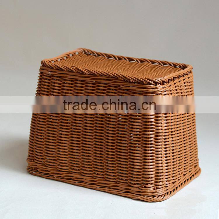 Simple design PE wicker hand woven rectangular shape bathroom dirty clothes basket