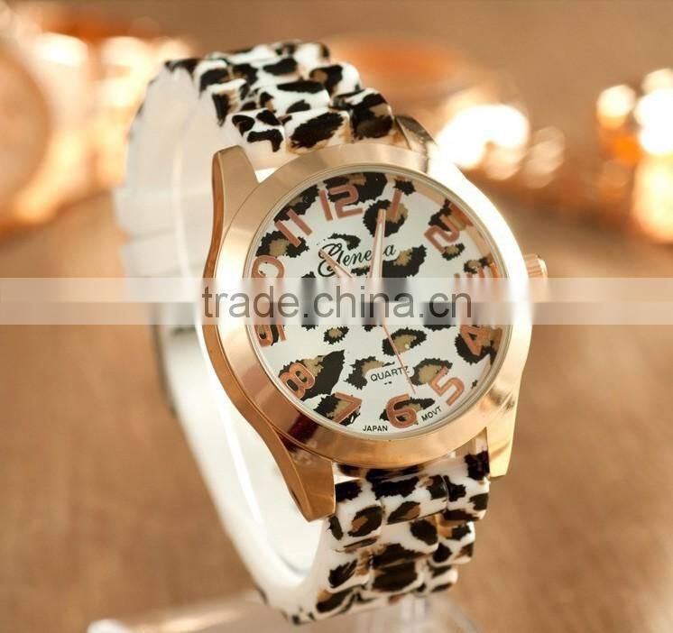 Women's Geneva Watch Leopard gold color Silicone Wristwatches Quartz Ladies dress watch dropship digital time Sport Watch