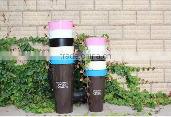 cheap bulk galvanized metal french high white painted tall flower vase