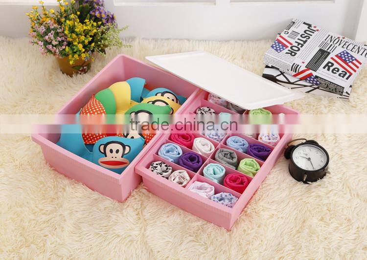 2014 New Hotselling Plastic Waterproof Storage Set Socks and Underwear Storage Box Design With One Lid