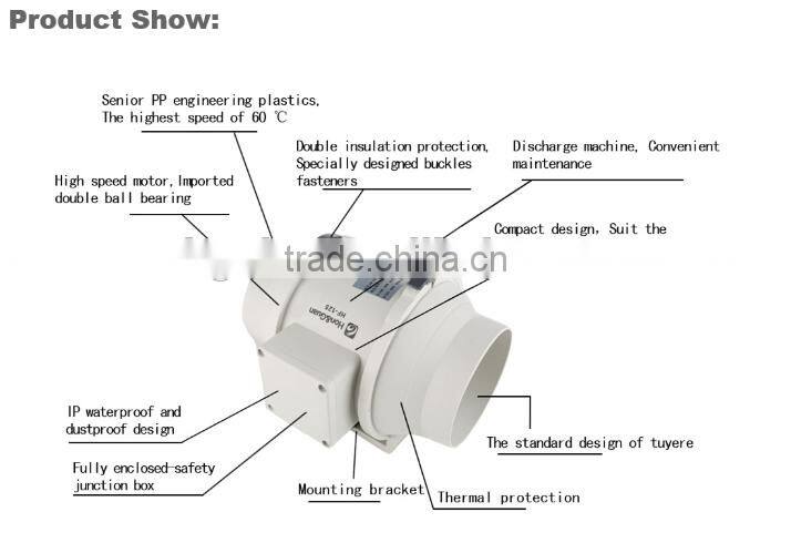 5 inch In Line Extractor Fan for Hydroponic Grow Room Tent