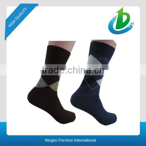 Men diamond dress design business argyle sock