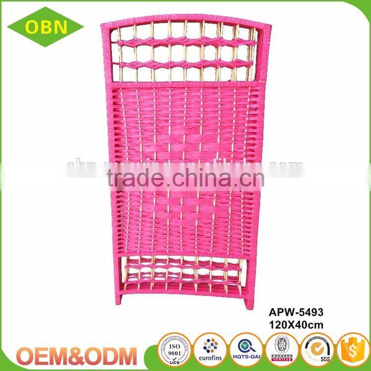 High quality customized hotel decorative colorful paper rope knitted mini folding screen room divider