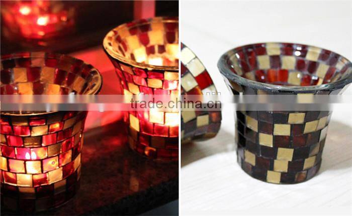 black mosaic handmade candle holders art and crafts