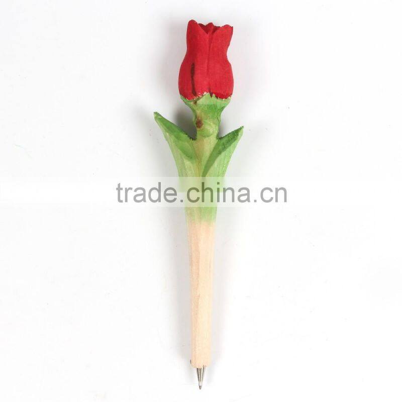 Fancy Rose-shaped wooden ballpoint pen