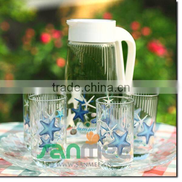 Home Decorative Glass Drinking Sets Big Jar Glass Water Sets