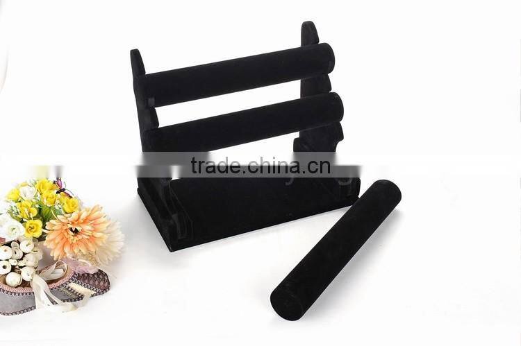 2016 high-end luxuries 3 layer black velvet bracelet holder display stand
