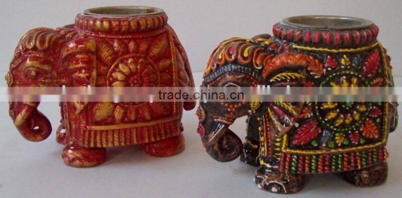 Hand painted Elephant candle holder for home decoration